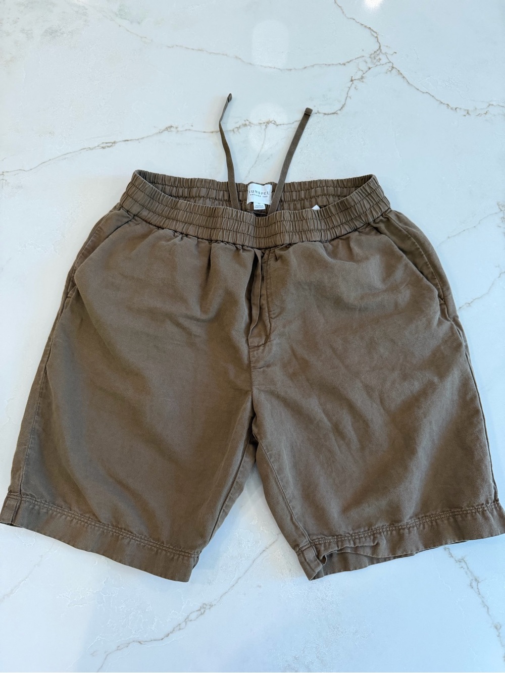 Sunspel Men's Flat Front Cotton Shorts in Brown